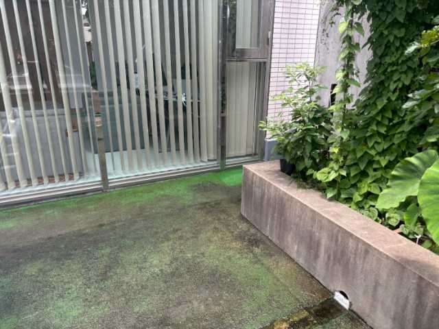 植栽脇の床の汚れ